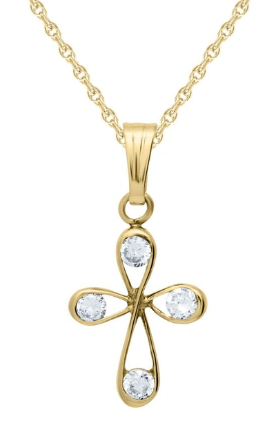 Mignonette Babies'  14k Gold & Cubic Zirconia Loop Cross Necklace