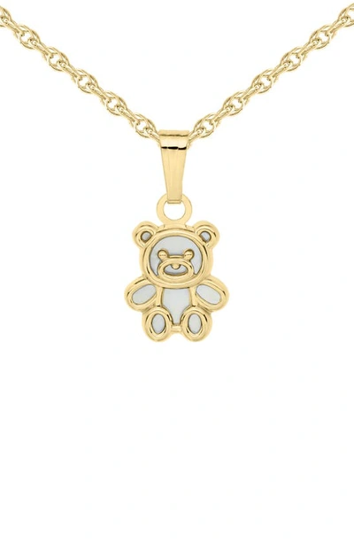 Mignonette Babies' 14k Gold & Mother-of-pearl Teddy Bear Pendant Necklace
