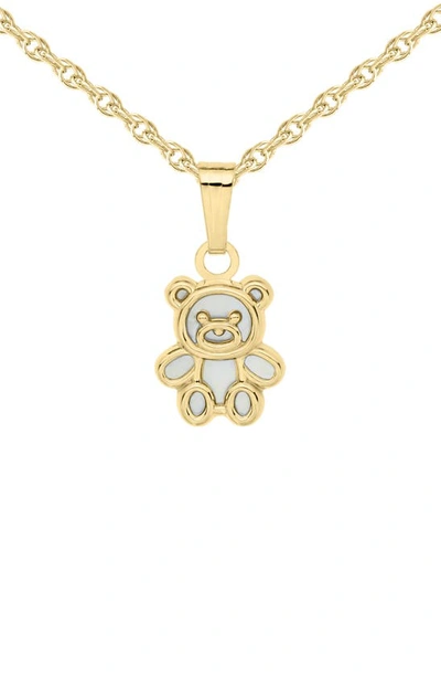 Mignonette Babies'  14k Gold & Mother-of-pearl Teddy Bear Pendant Necklace