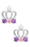 MIGNONETTE MIGNONETTE STERLING SILVER & CUBIC ZIRCONIA CROWN STUD EARRINGS