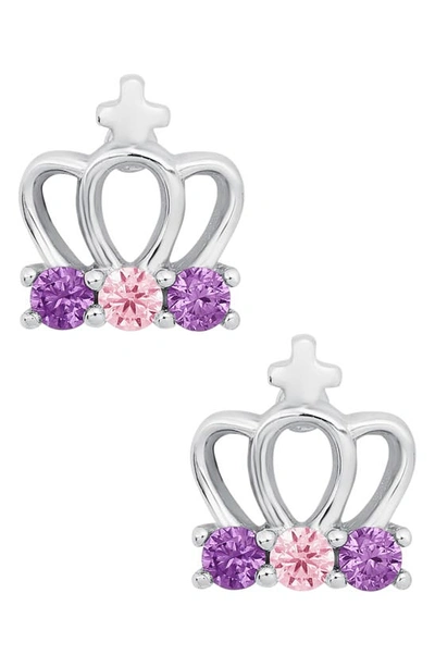 Mignonette Babies'  Sterling Silver & Cubic Zirconia Crown Stud Earrings