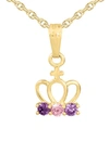 Mignonette 14k Gold & Cubic Zirconia Crown Pendant Necklace In Gold