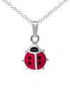 Mignonette Sterling Silver Ladybug Necklace In Silver