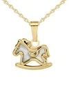 MIGNONETTE MIGNONETTE 14K GOLD & MOTHER-OF-PEARL ROCKING HORSE PENDANT NECKLACE