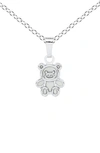 MIGNONETTE STERLING SILVER & MOTHER-OF-PEARL TEDDY BEAR PENDANT NECKLACE