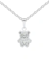 Mignonette Sterling Silver & Mother-of-pearl Teddy Bear Pendant Necklace In Silver