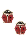 MIGNONETTE 14K GOLD & ENAMEL LADYBUG EARRINGS