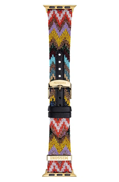 Missoni Men's Apple Watch Zigzag Multicolor Fabric And Leather Watch Strap/22mm In Neutral