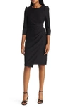 Eliza J Pleated Long Sleeve Dress In Black