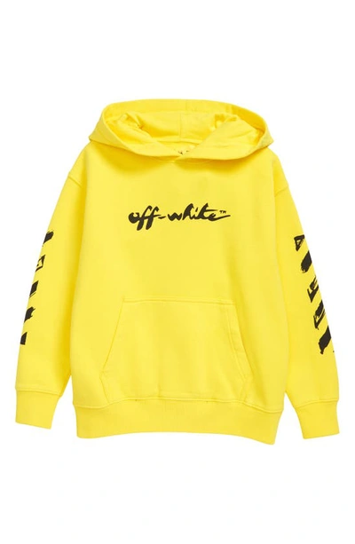 Off-white Logo Cotton Jersey Hoodie In Yellow