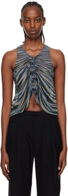 Dion Lee Blue Shirred Drape Tank Top In Hyperreal