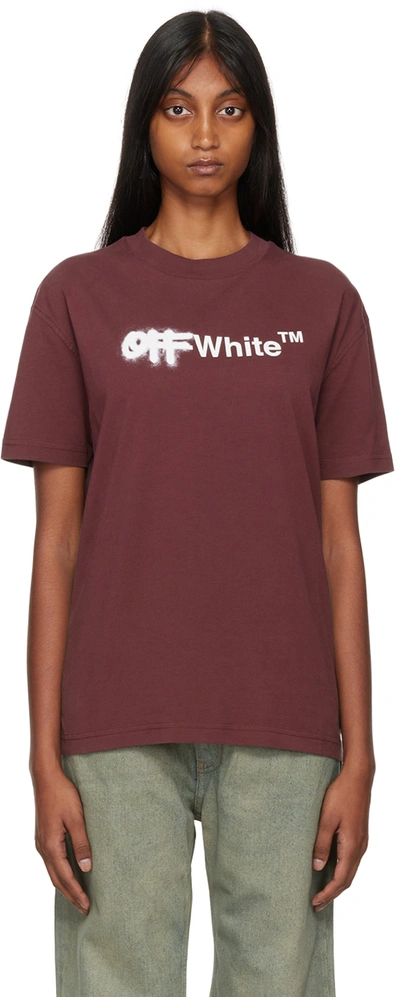 Off-white Burgundy Helv T-shirt In White Burgundy