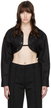 Jacquemus Machou Cropped Cotton And Linen-blend Canvas Shirt In 990 Black