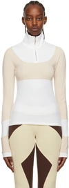 Kijun Half Zip Up Top In Beige White