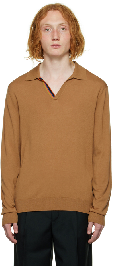 Paul Smith Brown Stripe Polo In 65 Browns