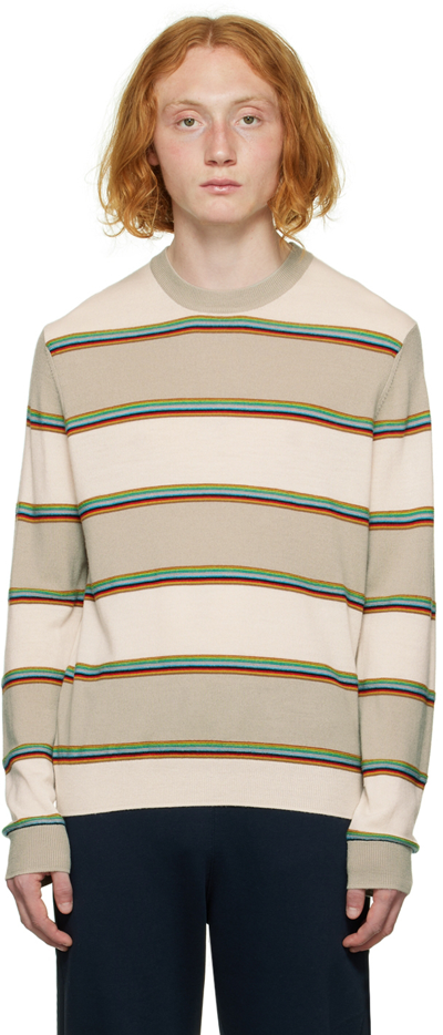 Paul Smith Off-white Stripe Sweater In 8 Whites