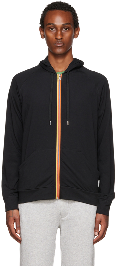 Paul Smith Artist-stripe Zipped Cotton Hoodie In Black