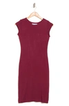 Velvet Torch Cap Sleeve Bodycon Dress In Wine