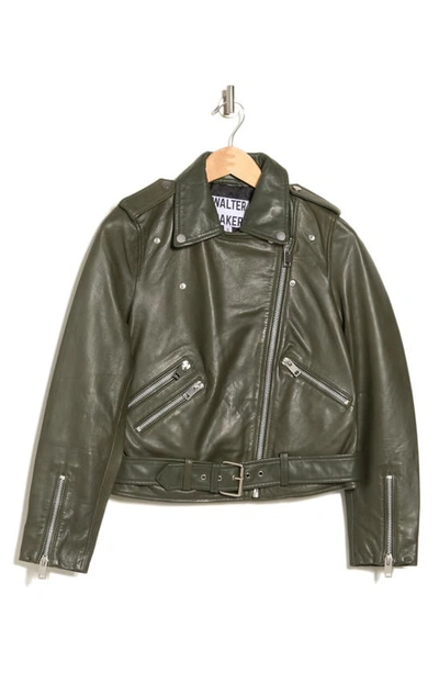 Walter Baker Allison Leather Moto Jacket In Basil