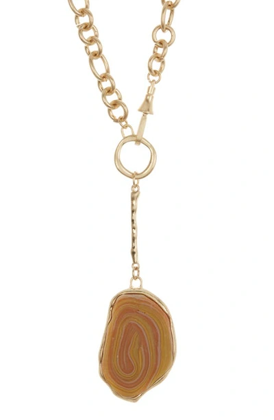 Melrose And Market Organic Slice Stone Y-drop Necklace In Natural- Gold