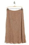Maxstudio Printed Satin Midi Skirt In Camel/ Black Med Circle Dot