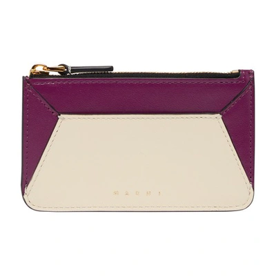 Marni Leather Cardholder Wallet In Plum Shell