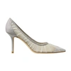 Jimmy Choo Love 85 Metallic Glitter Pumps In Ivory Silver