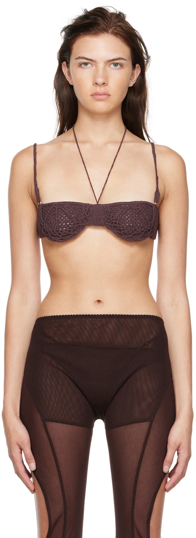 Nastyamasha Ssense Exclusive Brown Crocheted Bra In Chocolate