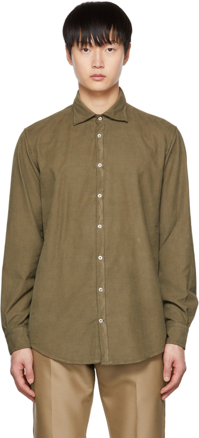 Massimo Alba Green Genova Shirt In Militare