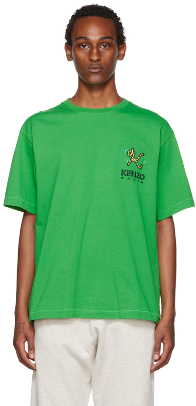Kenzo Crest Logo Oversize Cotton Graphic Tee In Grass Green