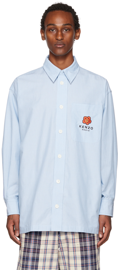 Kenzo Boke Flower Crest Casual Shirt In Blue