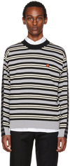 Kenzo Floral-embroidered Striped Jumper In 96 - Misty Grey
