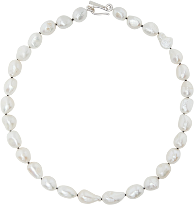 Sophie Buhai Silver Simple Baroque Pearl Necklace In Metallic
