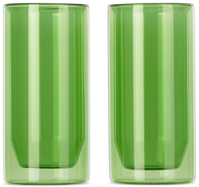 Yield Green Double-wall Glasses, 16oz In Verde