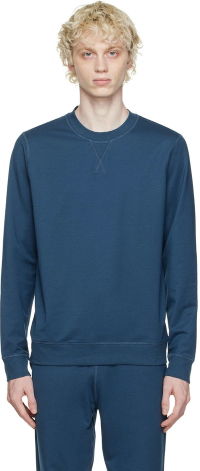 Sunspel Blue Dri-release Sweatshirt In Buoh Marine Blue