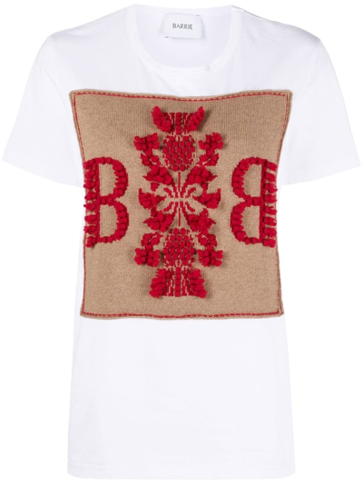 Barrie Embroidered Cotton And Cashmere T-shirt In White