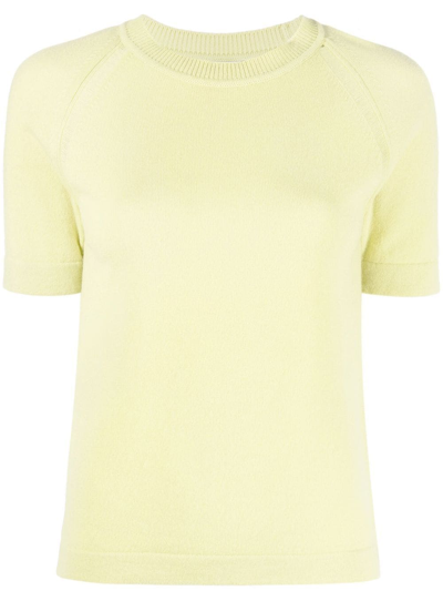 Barrie Short-sleeved Cashmere Top In Green