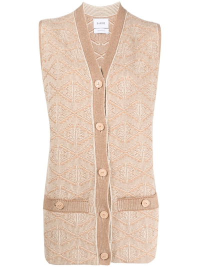 Barrie Patterned Jacquard Cardigan In Neutrals
