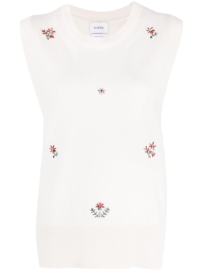 Barrie Floral Embroidered Cashmere Top In Neutrals