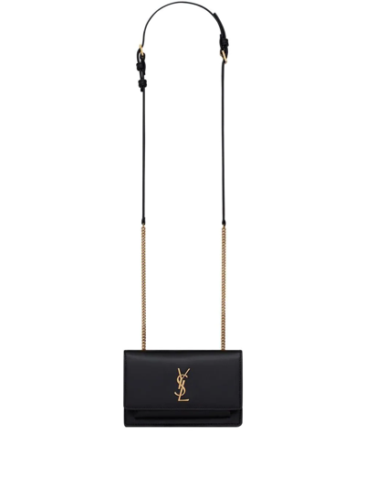 Saint Laurent Sunset Baby Ysl Calfskin Belt Bag In Black