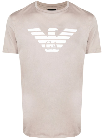 Emporio Armani Logo Crew-neck T-shirt In Neutrals