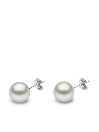 Yoko London 18kt White Gold Classic 11mm South Sea Pearl Stud Earrings In Silver