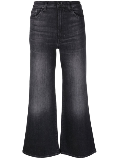 7 For All Mankind Jo Cropped Flared Jeans In Black