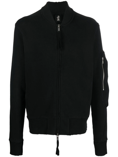 Thom Krom Ribbed-knit Deconstructed Bomber Jacket In Black