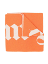Palm Angels Intarsia-knit Logo Scarf In Orange