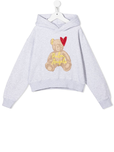 PALM ANGELS EMBROIDERED-LOGO COTTON HOODIE