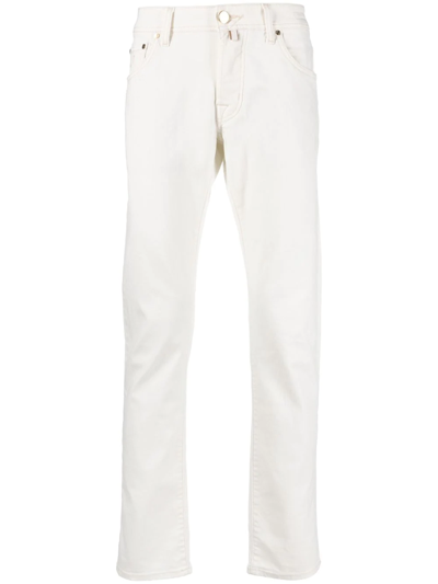 Jacob Cohen Logo-patch Slim-cut Jeans In Beige