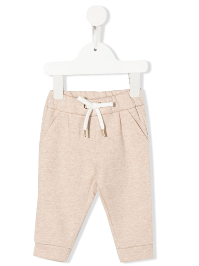 Chloé Babies' Cotton Drawstring-waist Trousers In Neutrals