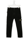 Stone Island Junior Logo-patch Cargo Trousers In Black
