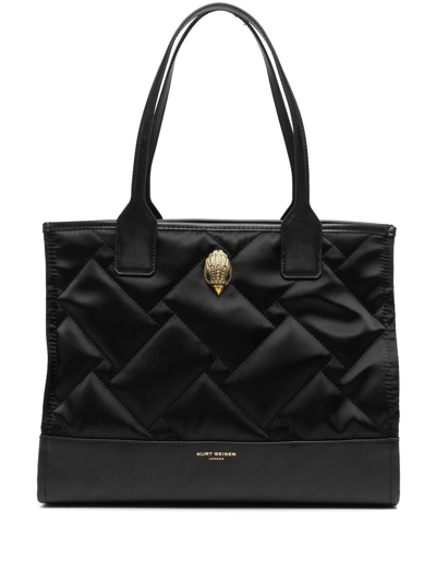 Kurt Geiger Logo Quilted Shopper Tote In Black
